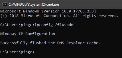 Flush Windows 10 DNS