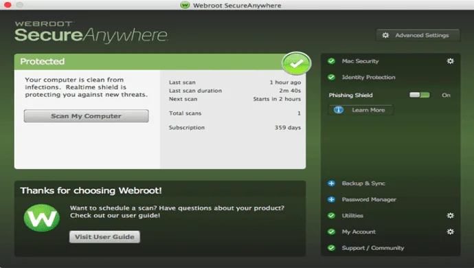 Webroot Security best free antivirus