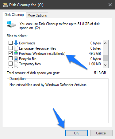 Delete Previous Windows installation