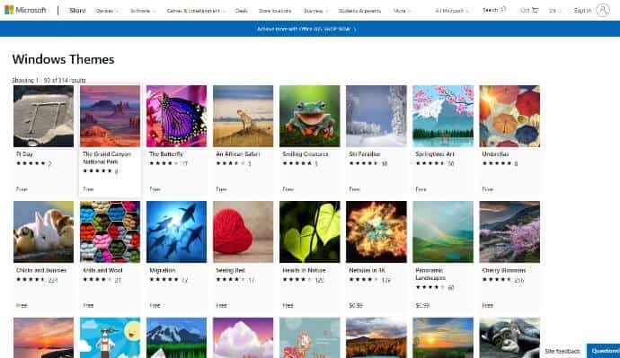 cannot download new themes in windows 10 from microsoft store