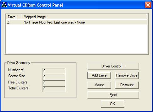 Virtual CD-ROM ISO Control Panel