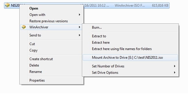 WinArchiver Virtual Drive iso mount windows 10 