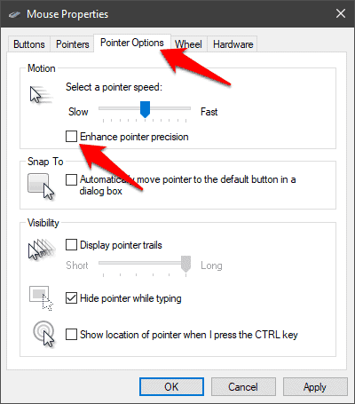 Enhance pointer precision windows 10