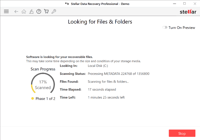 Stellar Data Recovery Scanning